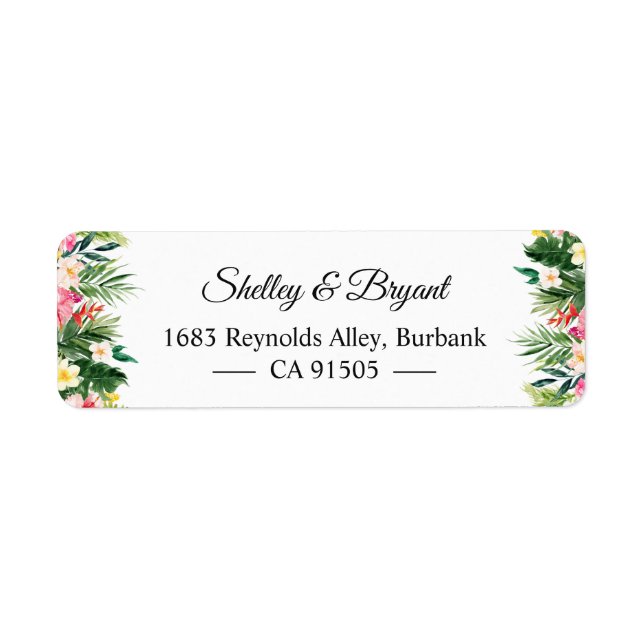 Étiquette Feuilles floraux tropicaux d'été personnalisés (Devant)