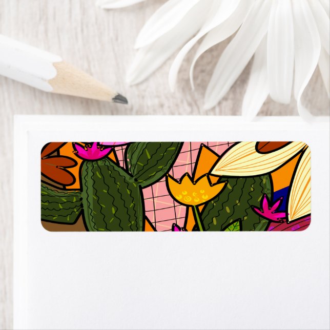 Étiquette feuilles tropicaux Abstraits et fleurs (En situation)