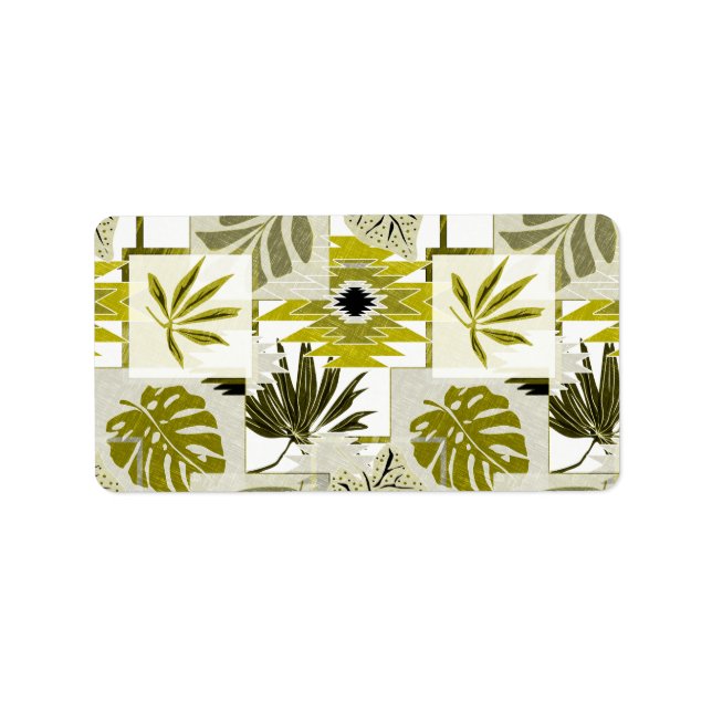 Étiquette Feuilles tropicaux et éléments décoratifs. (Devant)