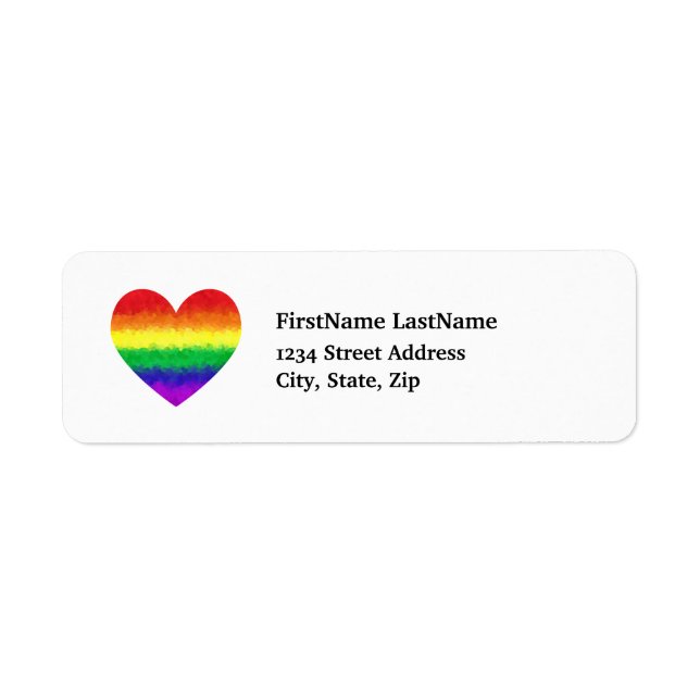 Étiquette Fierté Géométrique Rainbow Heart LGBT Love (Devant)