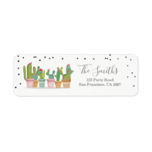 Étiquette Fiesta Cactus Mexicaine Pastel Aquarelle