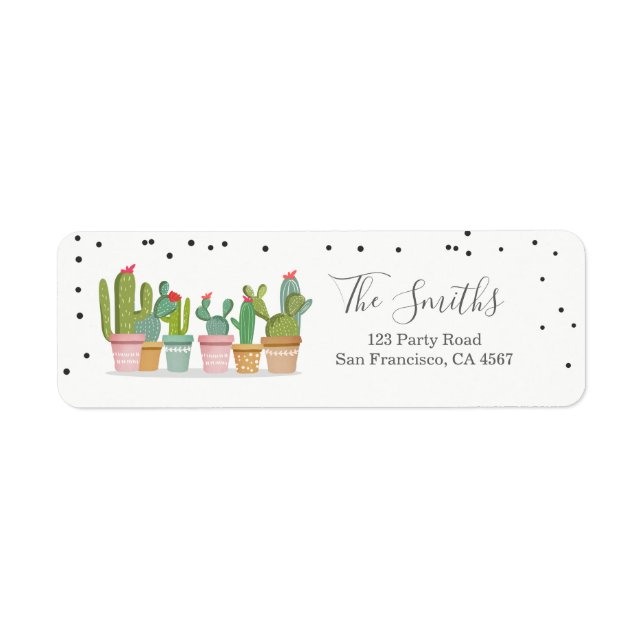 Étiquette Fiesta Cactus Mexicaine Pastel Aquarelle (Devant)
