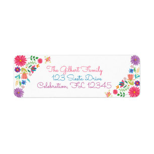 Étiquette Fiesta Mexicaine Aquarelle Florale Anniversaire qu