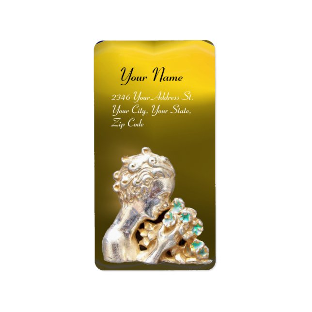 Étiquette FILLE AUX FLEURS, topaz jaune or (Devant)