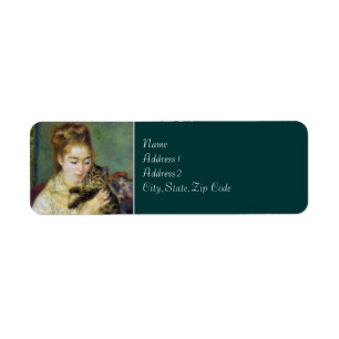 Étiquette Fille avec chat de Renoir