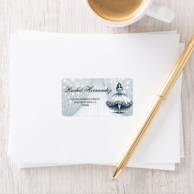 Étiquette Fille Blue Quinceañera (En situation)