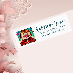 Étiquette Fille branchée en lunettes de soleil Pop Art Retou