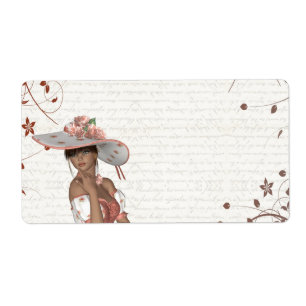 Étiquette Fille en casquette d'été