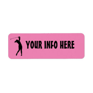 Étiquette FILLE LADY GOLFER GOLF rose RETOUR ADRESSE ÉTIQUET