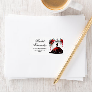 Étiquette Fille Quinceañera noire et rouge