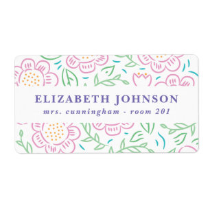 Étiquette Filles de nouveau à l'étiquette floral 2 d'écol