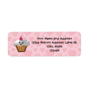 Étiquette Filles heureuses roses mignonnes de petit gâteau
