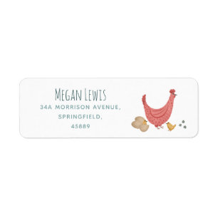 Étiquette Filles mignonne Baby shower de poulet de ferme ros
