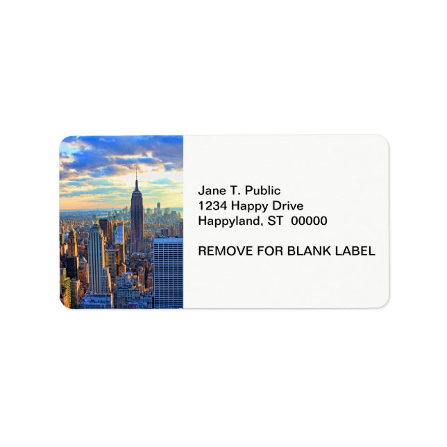 Étiquette Fin de l'après-midi NYC Skyline à l'approche du co (Devant)