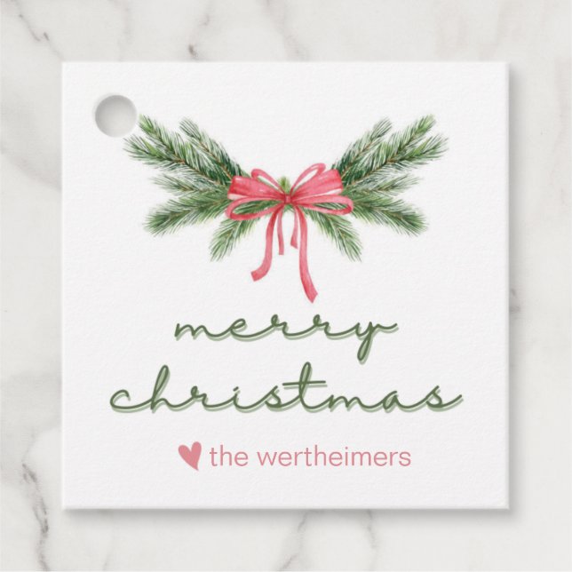 Étiquette Fir Bow Favor (Devant)