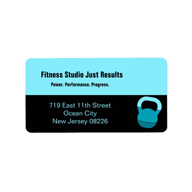 Étiquette Fitness Studio Name Specialty Kettlebell Address (Devant)