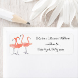 Étiquette Flamant rose Birds Aquarelle Retourner l'adresse M