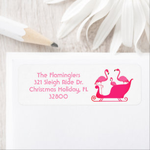 Étiquette Flamant rose Christmas Sleigh Ride