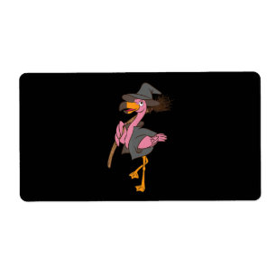 Étiquette Flamant rose Halloween Flamant rose sorcière Coo
