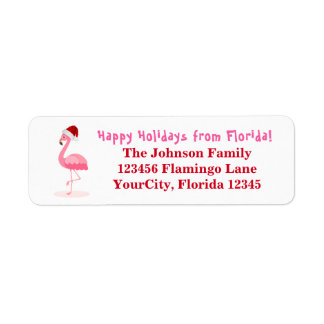 Étiquette Flamant rose Happy Holidays Florida Return Adresse