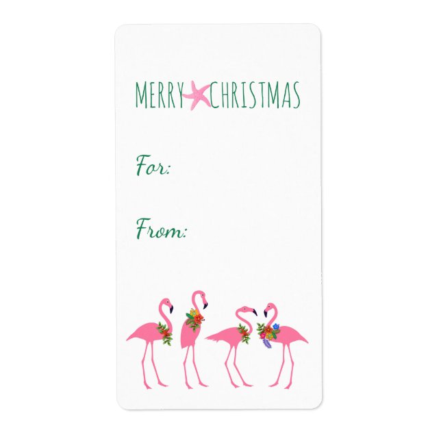 Étiquette Flamant rose Noël gros autocollants pour cadeaux (Devant)