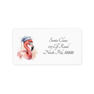 Étiquette Flamant rose père Noël Snowbird, personnalisé