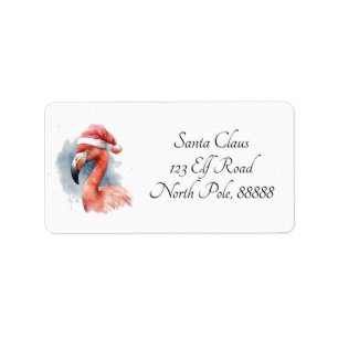 Étiquette Flamant rose père Noël Snowbird, personnalisé