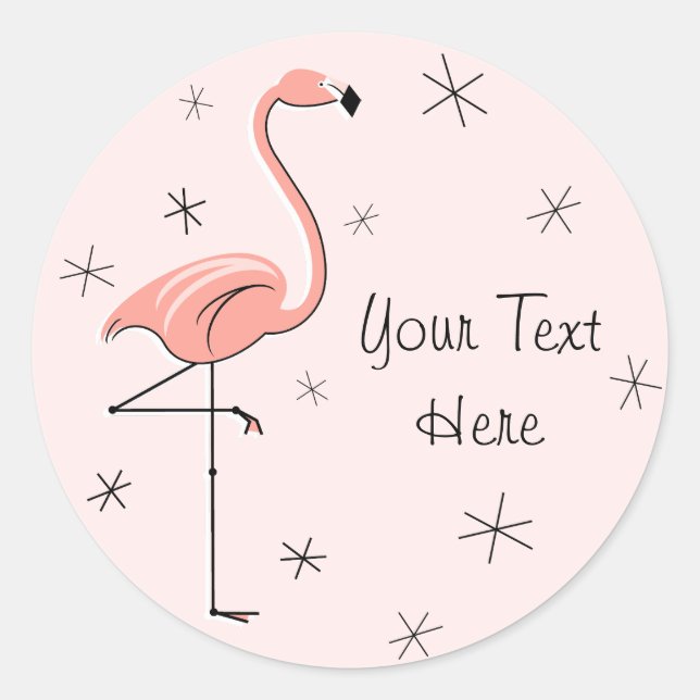 Étiquette Flamant rose rose (Devant)