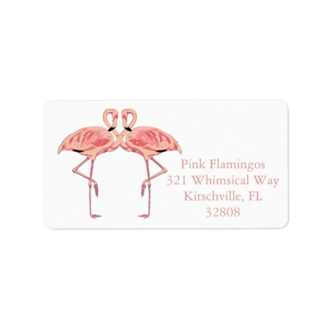 Étiquette Flamant rose rose Couple Flamants roses mignons Ro (Devant)