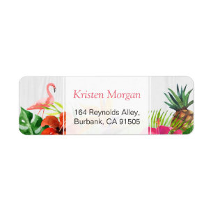 Étiquette Flamant rose tropical Ananas Floral RSVP