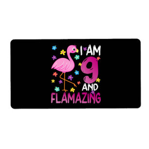 Étiquette flamants I Am 9 Flamazing Extraordinaire 9e anni