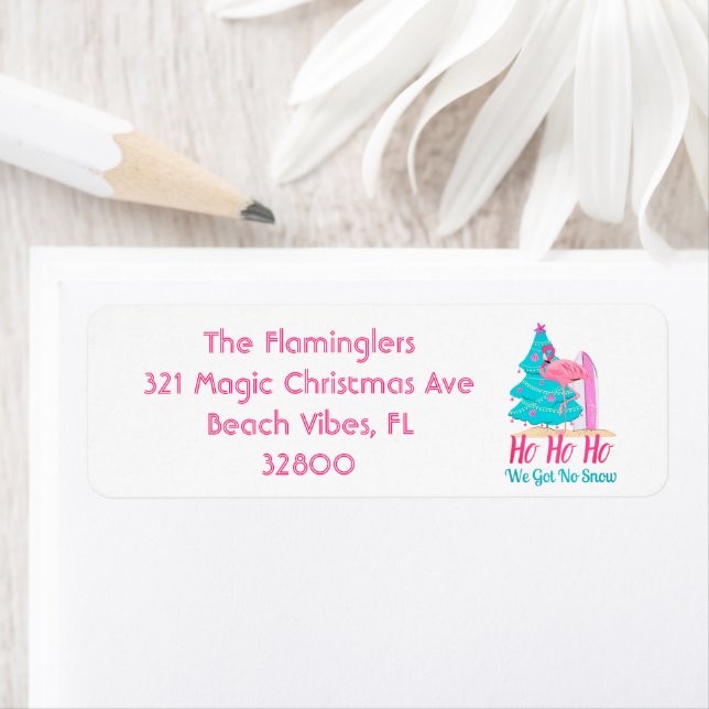 Étiquette Flamants roses roses Funny Plage tropicale Noël (En situation)