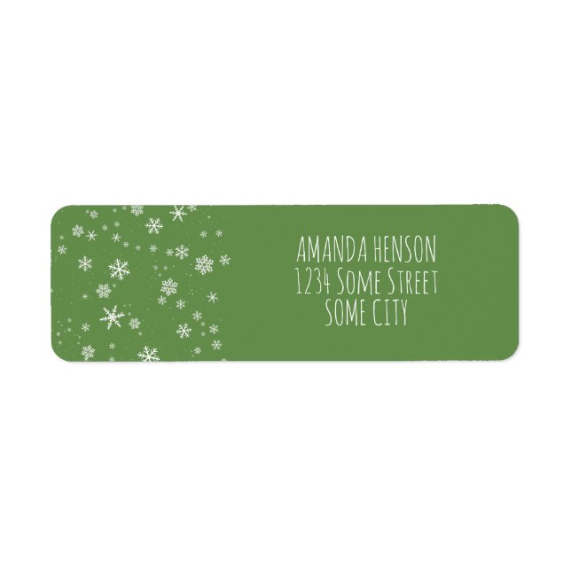 Étiquette Flammes de neige vertes et blanches Noël (Devant)
