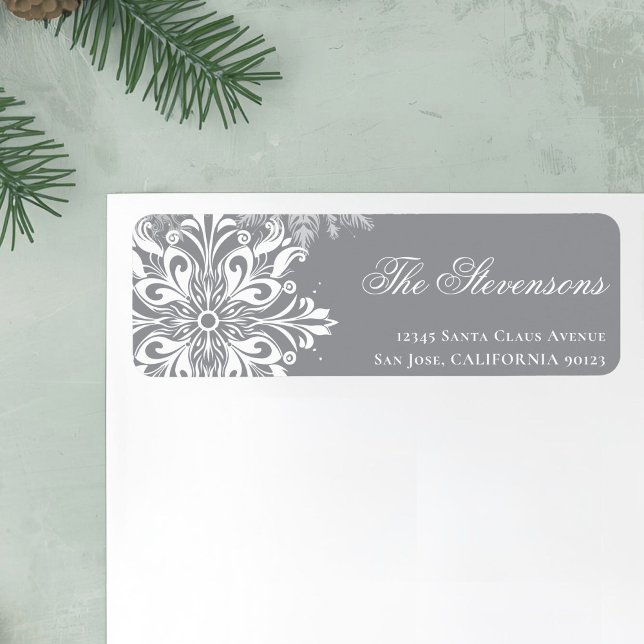 Étiquette Flèches blanches gris Noël Adresse de retour (Créateur téléchargé)