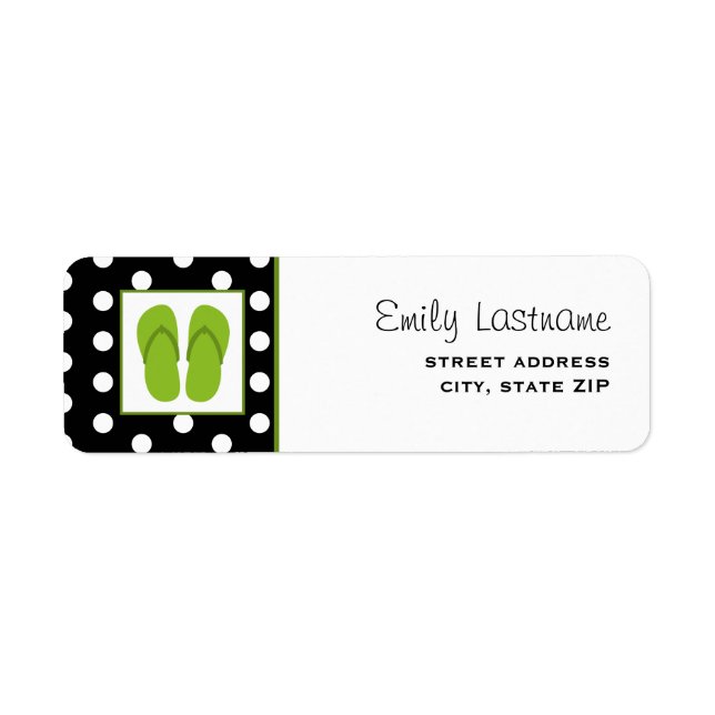 Étiquette Flèches vertes / Noir avec Pois blancs (Devant)