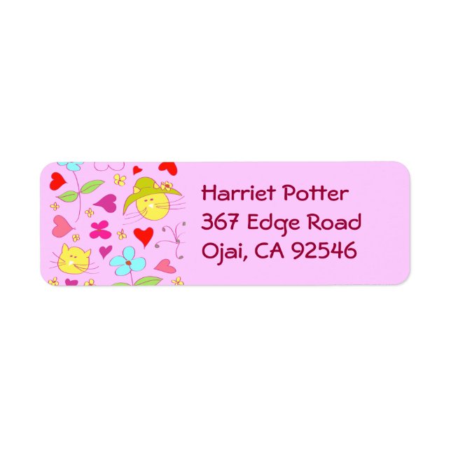 Étiquette Fleur de chats florale mignonne Casquette 2 (Devant)