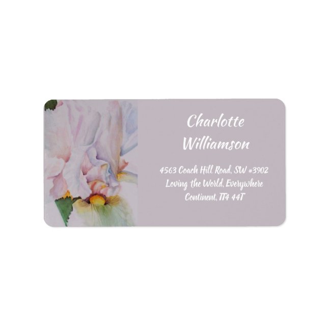 Étiquette Fleur de fer blanc en aquarelle (Devant)