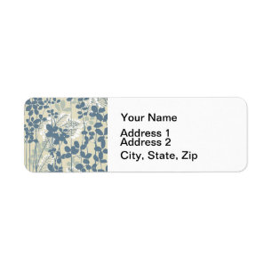 Étiquette Fleur de feuille bleue asiatique japonaise