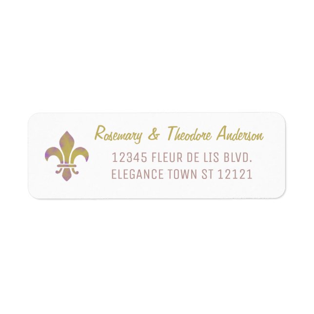 Étiquette Fleur de Lis Elégante Adresse de retour Gold (Devant)