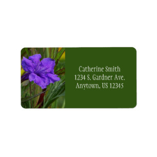 Étiquette Fleur de pétunia mexicaine / Violet bleu & vert /