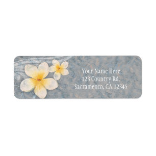 Étiquette Fleur de Plumeria Tropicale Gris Jaune Fête d'Été