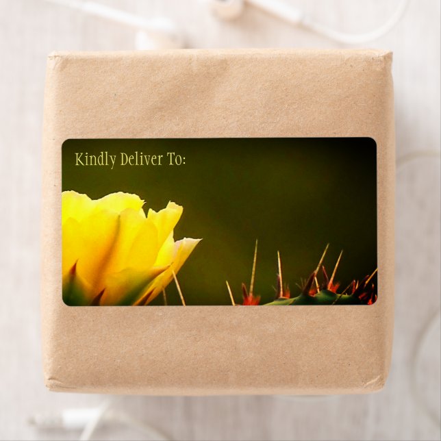 Étiquette Fleur du désert Pricken Pear Cactus / Vert Jaune / (En situation)