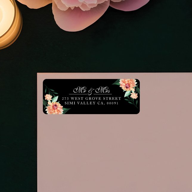 Étiquette Fleur intemporelle M & Mme Aquarelle Floral Mariag (Timeless Bloom Mr & Mrs Watercolor Floral Wedding Label)