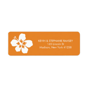Étiquette Fleur orange et blanche de ketmie