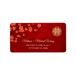 Étiquette Fleur Orientale Rouge | Mariage Chinois