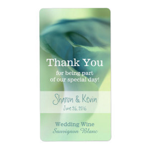 Étiquette Fleur romantique dans les tons bleus Vin Mariage