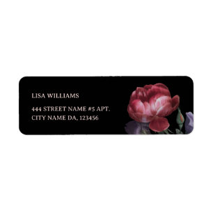 Étiquette Fleur Rose dessinée à la main noir