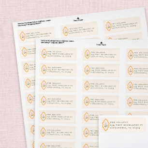 Étiquette Fleur rose Ogee orange Antique Serif Texte