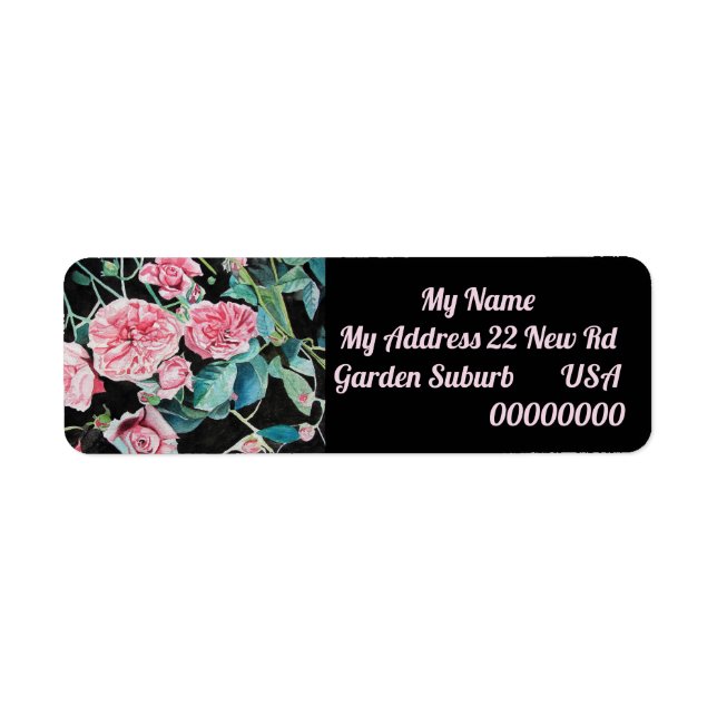 Étiquette Fleur rose rose Floral Retourner l'adresse Étiquet (Devant)