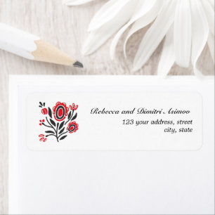 Étiquette Fleur rouge d'art populaire russe MARIAGE PERSONNA